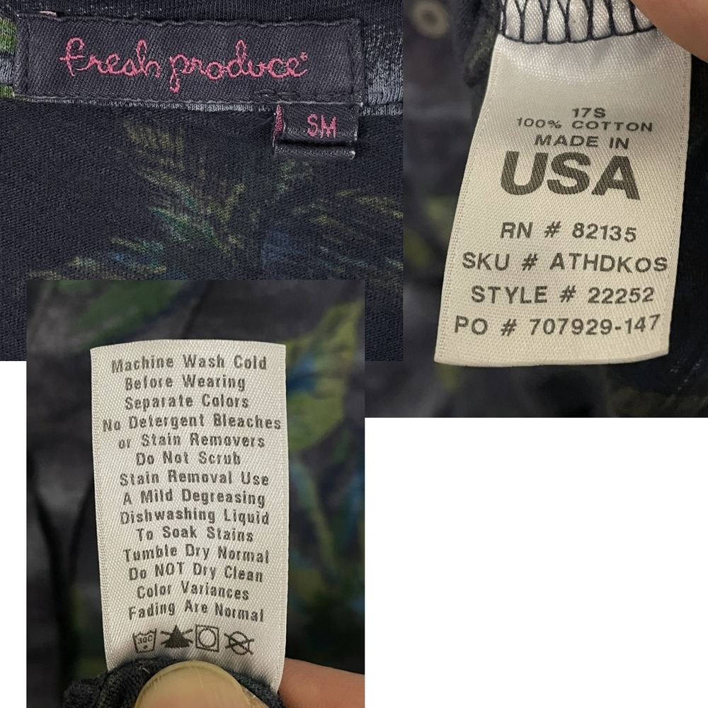 Fresh Produce Womens Tropical Palm Print Slub Cotton 3/4 Sleeve Tunic Top SM USA - Picture 12 of 13